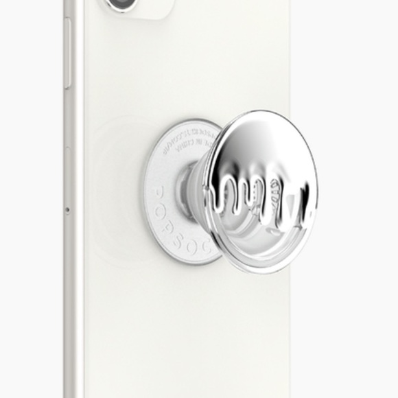 POPSOCKETS Dripping Silver Chrome Premium Phone Grip Kick Stand PopGrip - Picture 11 of 15